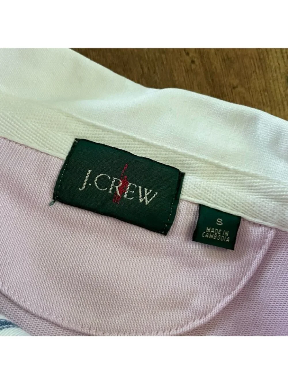 J Crew Oarsman Rugby Shirt Sz Small Pink Striped Placket Elbow Patches 90s Style